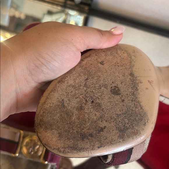 Gucci Women's Burgundy and Tan Heels Size 36 AUTHENTIC - Picture 7 of 8